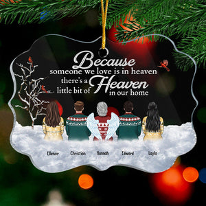 Parce que quelqu'un que nous aimons est au paradis, il y a un petit coin de paradis dans notre maison - Décoration de Noël personnalisée en acrylique en forme de Benelux - Cadeau commémoratif, cadeau de condoléances, cadeau de Noël