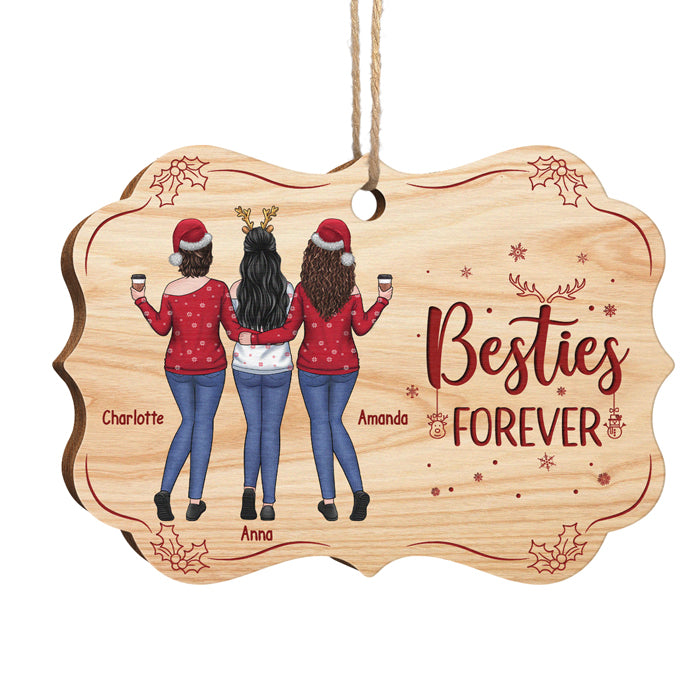 Besties Forever And Always - Décoration de Noël en bois personnalisée en forme de Benelux - Cadeau pour meilleure amie, meilleure amie, sœur, cadeau d'anniversaire pour meilleure amie et amie, cadeau de Noël