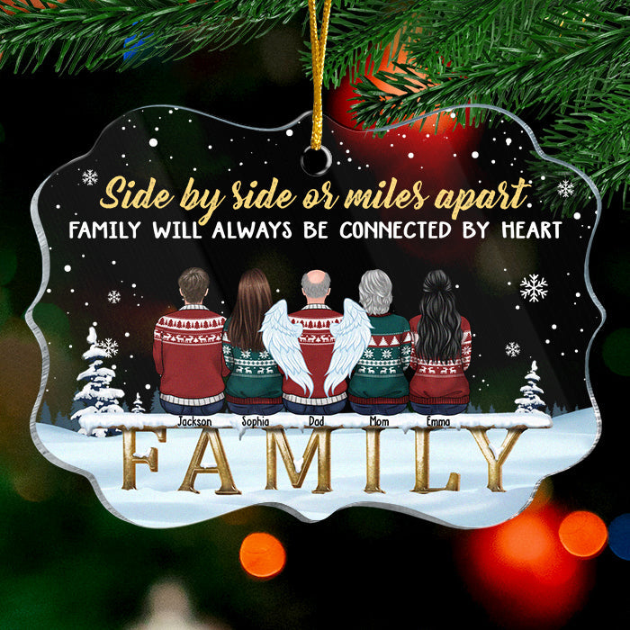 Côte à côte ou à des kilomètres de distance, la famille sera toujours connectée par le cœur - Décoration de Noël personnalisée en acrylique en forme de Benelux - Cadeau pour la famille, cadeau de Noël