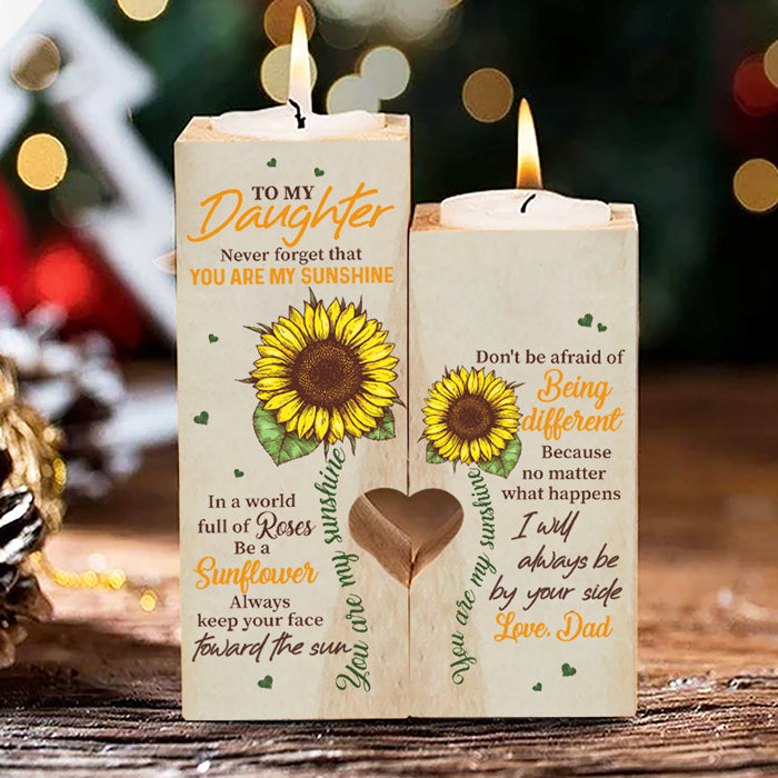 Gardez toujours votre visage face au soleil - Bougeoir familial - Cadeau de Noël pour fille de la part de papa
