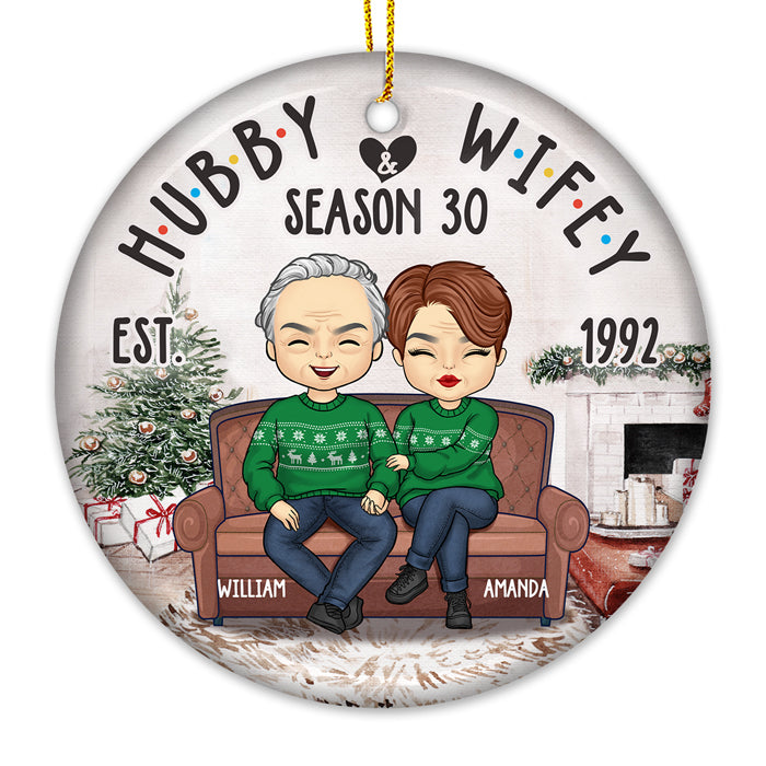 La saison des mariages continue ! Décoration personnalisée pour couple - Forme ronde en céramique - Cadeau de Noël pour mari et femme, anniversaire