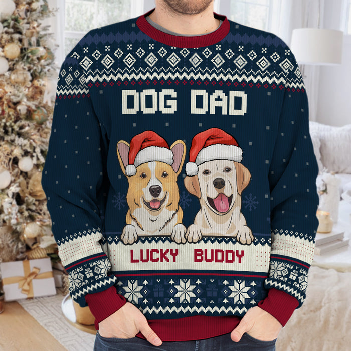 Nous sommes maman et papa à fourrure - Sweat-shirt moche personnalisé pour chien - Pull en laine unisexe - Cadeau de Noël pour propriétaires d'animaux et amoureux des animaux