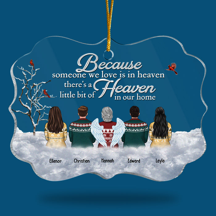 Parce que quelqu'un que nous aimons est au paradis, il y a un petit coin de paradis dans notre maison - Décoration de Noël personnalisée en acrylique en forme de Benelux - Cadeau commémoratif, cadeau de condoléances, cadeau de Noël