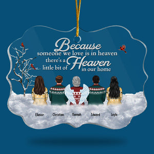 Parce que quelqu'un que nous aimons est au paradis, il y a un petit coin de paradis dans notre maison - Décoration de Noël personnalisée en acrylique en forme de Benelux - Cadeau commémoratif, cadeau de condoléances, cadeau de Noël