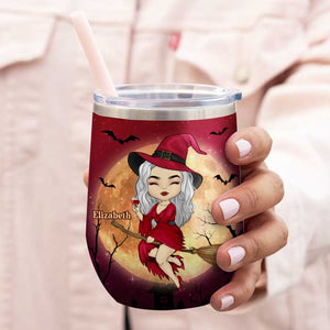 Toujours une bonne sorcière jusqu'à ce que je sois à court de vin - Verre à vin de sorcière personnalisé - Cadeau pour sorcières, cadeau pour vous-même, cadeau d'Halloween 