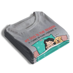 Mes chiens sont la raison pour laquelle je me réveille chaque matin - T-shirt unisexe personnalisé pour chien, sweat à capuche, sweat-shirt - Cadeau de Noël pour les propriétaires d'animaux et les amoureux des animaux