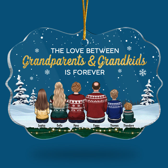 L'amour entre grands-parents et petits-enfants est éternel - Décoration de Noël personnalisée en acrylique en forme de Benelux - Cadeau pour grands-parents, cadeau pour la famille, cadeau de Noël