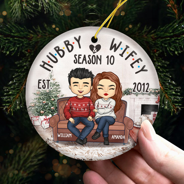 La saison des mariages continue ! Décoration personnalisée pour couple - Forme ronde en céramique - Cadeau de Noël pour mari et femme, anniversaire