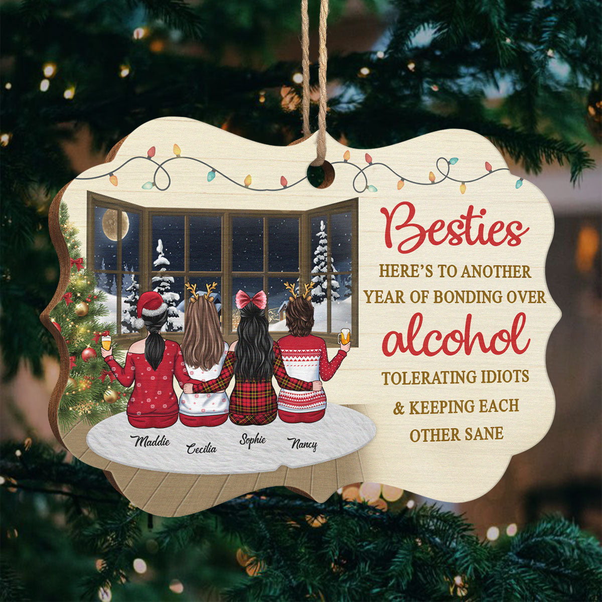 Nous sommes comme une très petite bande - Décoration de Noël en bois personnalisée en forme de Benelux - Cadeau pour meilleure amie, meilleure amie, sœur, cadeau d'anniversaire pour meilleure amie et amie, cadeau de nouvel an pour Noël