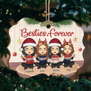 Besties Forever And Always - Décoration de Noël en bois personnalisée en forme de Benelux - Cadeau pour meilleure amie, meilleure amie, sœur, cadeau d'anniversaire pour meilleure amie et amie, cadeau de Noël