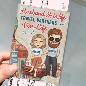 Meilleurs voyages ensemble - Étui de passeport personnalisé, cadeau pour couple, mari et femme