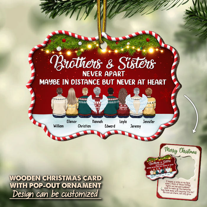 L'amour que nous partageons ne fera que grandir - Carte de Noël personnalisée en bois avec ornement amovible - Cadeau pour frères et sœurs, cadeau de Noël