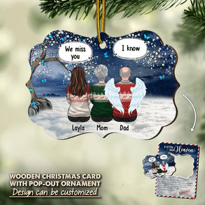 Nous plaçons nos bras autour de vous pour vous calmer pendant que vous pleurez - Carte commémorative personnalisée en bois avec ornement pop-up - Cadeau de condoléances, cadeau de Noël pour la famille