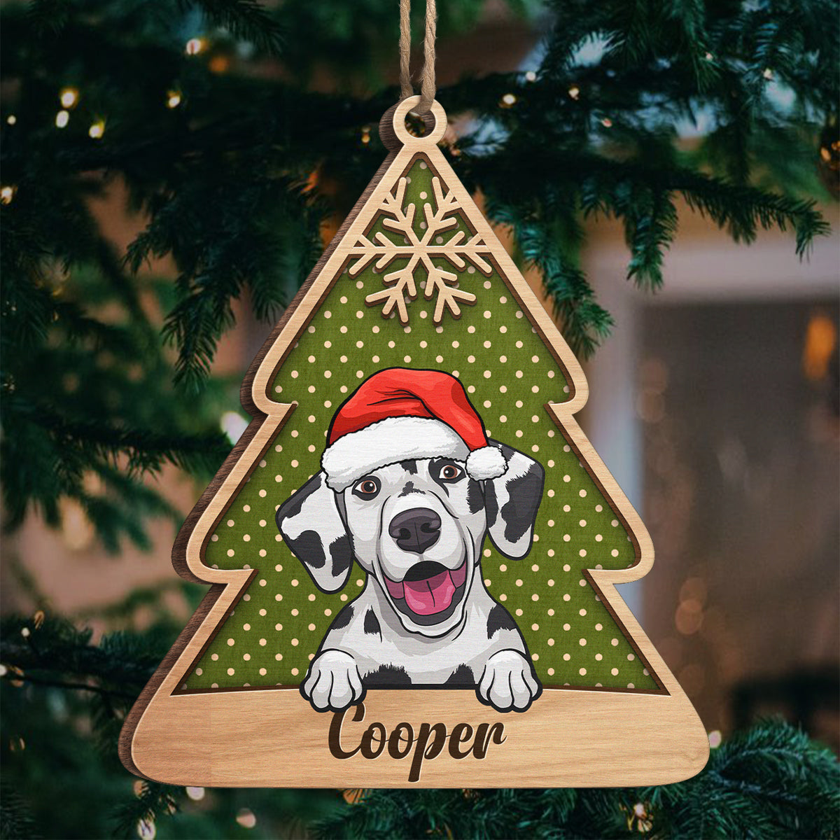 Under The Christmas Tree - Personalized Custom Christmas Tree Shaped Wood Christmas Ornament - Gift For Pet Lovers, Christmas Gift