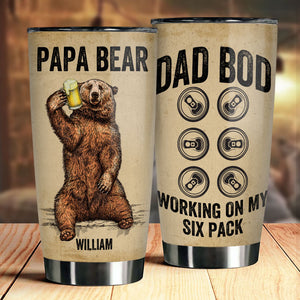 Papa Bear - Dad Bod travaille sur mon pack de six - Cadeau pour papa, grand-père - Gobelet personnalisé