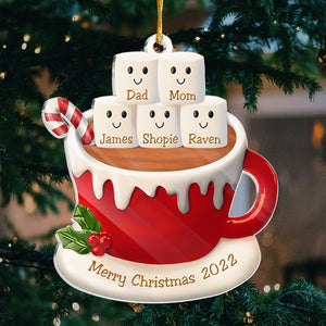 Chocolat chaud et guimauves - Décoration de Noël personnalisée en acrylique - Cadeau pour la famille, cadeau de Noël