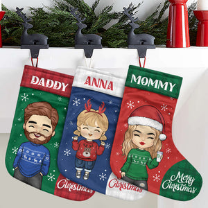 Le réveillon de Noël est une soirée familiale ! Chaussette de Noël personnalisée ! Cadeau pour la famille, cadeau de Noël