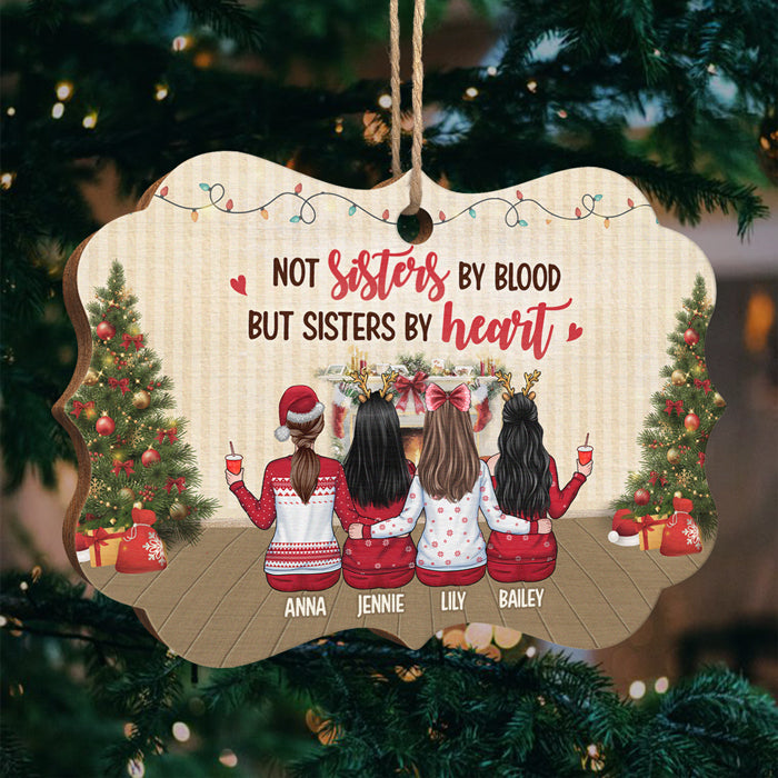 Nous ne sommes pas sœurs de sang, mais sœurs de cœur - Décoration de Noël en bois personnalisée en forme de Benelux - Cadeau pour meilleure amie, meilleure amie, sœur, cadeau d'anniversaire pour meilleure amie et amie, cadeau de Noël