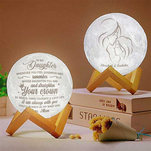 Souviens-toi de qui tu es la fille et redresse ta couronne - Lampe de lune personnalisée - À ma fille, cadeau pour fille, cadeau de maman pour fille, cadeau d'anniversaire pour fille
