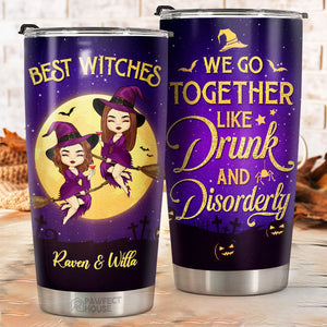 Nous allons ensemble comme ivres et désordonnés - Verre de sorcière personnalisé - Cadeau pour sorcières, meilleure amie, meilleure amie, sœur, cadeau d'anniversaire pour meilleure amie et amie, cadeau d'Halloween