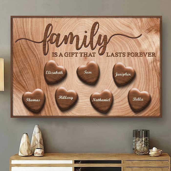 La famille est éternelle - Affiche horizontale personnalisée - Cadeau pour couple, mari et femme
