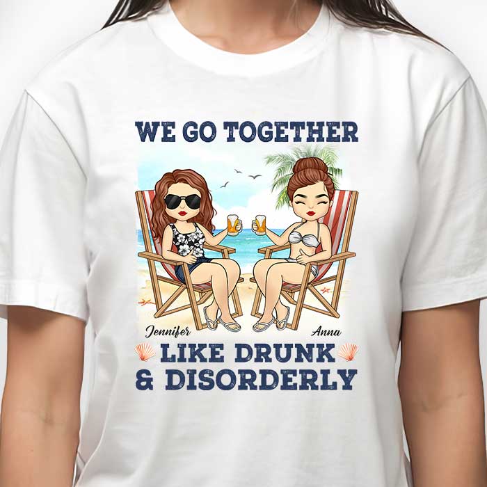Meilleurs amis ensemble, ivres et désordonnés - T-shirt unisexe personnalisé - Cadeau pour meilleur ami
