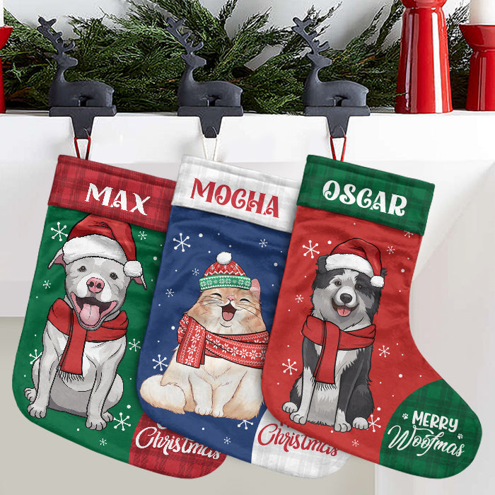 Je vous envoie des carlins et des bisous pour Noël - Chaussette de Noël personnalisée - Cadeau pour les amoureux des animaux, cadeau de Noël