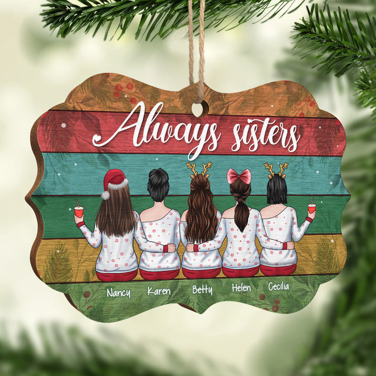 Toujours sœurs ensemble - Décoration de Noël en bois personnalisée en forme de Benelux - Cadeau pour meilleure amie, meilleure amie, sœur, cadeau d'anniversaire pour meilleure amie et amie, cadeau de Noël