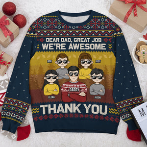 Cher papa, joyeux Noël, nous sommes géniaux - Sweat-shirt moche personnalisé en famille - Pull en laine unisexe - Cadeau de Noël pour papa