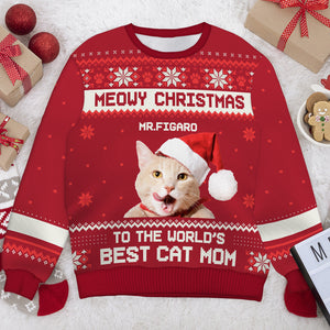 Joyeux Noël pour le meilleur papa chat et la meilleure maman chat - Sweat-shirt de Noël unisexe personnalisé, en laine, imprimé intégral - Télécharger une image, cadeau pour les amoureux des chats, les amoureux des animaux, cadeau de Noël