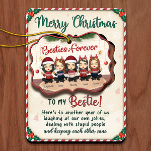 Joyeux Noël, une autre année où nous sommes meilleurs amis - Carte de Noël personnalisée en bois avec ornement amovible - Cadeau pour meilleure amie, meilleure amie, sœur, cadeau d'anniversaire pour meilleure amie et amie, cadeau de Noël