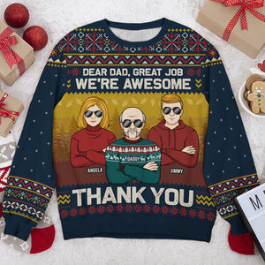 Joyeux Noël et merci papa, nous sommes géniaux - Sweat-shirt moche personnalisé pour la famille - Pull en laine unisexe - Cadeau de Noël pour papa