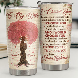 Je te choisis pour vivre la vie main dans la main et côte à côte - Verre personnalisé - À ma femme, cadeau pour femme, anniversaire, fiançailles, mariage, cadeau de mariage