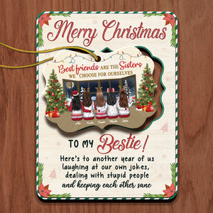 Une autre année où nous rions de nos propres blagues - Carte de Noël en bois personnalisée avec ornement amovible - Cadeau pour meilleure amie, meilleure amie, sœur, cadeau d'anniversaire pour meilleure amie et amie, cadeau de Noël