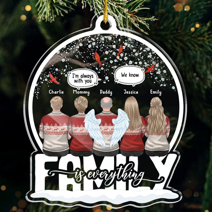 La famille est primordiale - Ornement commémoratif personnalisé - Boule à neige en acrylique - Cadeau de condoléances, cadeau de Noël pour les membres de la famille