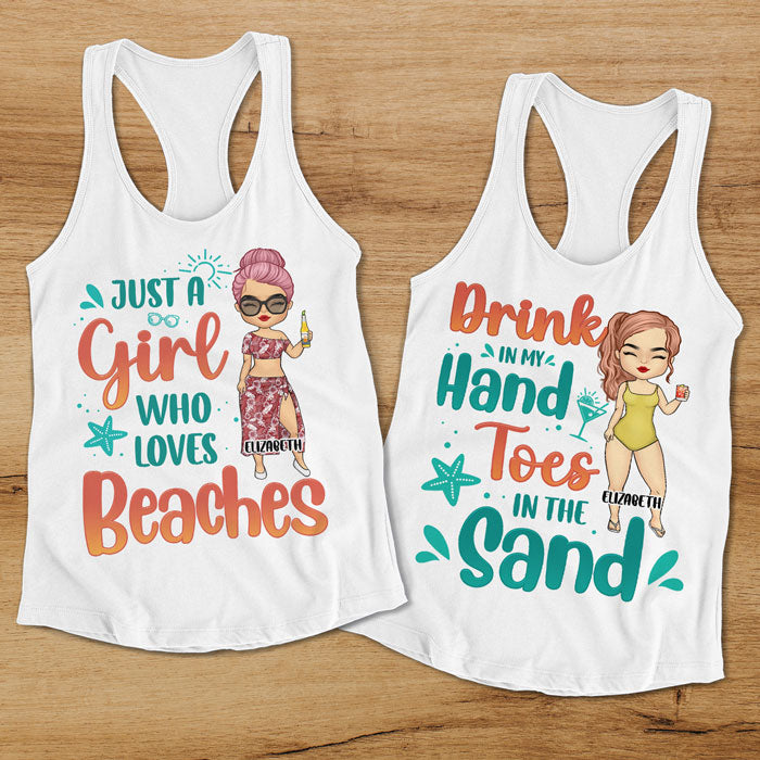 Juste une fille qui aime la plage - Débardeur dos nageur personnalisé - Cadeau pour meilleure amie