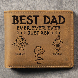 Le meilleur papa du monde ! Demandez-lui ! Portefeuille à deux volets personnalisé ! Cadeau pour papa