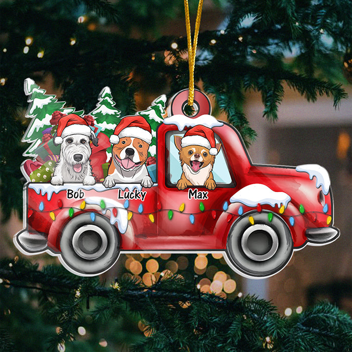 Décoration de Noël personnalisée en acrylique en forme de voiture, « Trop d'amour » et « Joyeux Noël » ! Cadeau pour les amoureux des animaux, cadeau de Noël