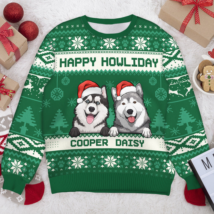 Joyeux anniversaire - Sweat-shirt de Noël unisexe personnalisé, en laine, imprimé intégral - Cadeau pour les amoureux des chiens, des animaux, de Noël