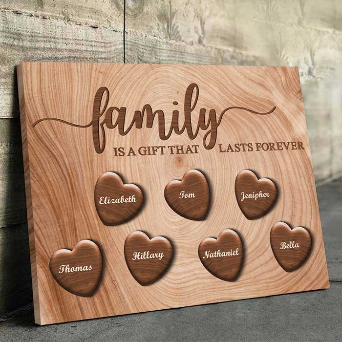 La famille est éternelle - Toile horizontale personnalisée - Cadeau pour couple, mari et femme