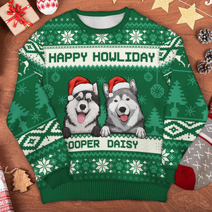Joyeux anniversaire - Sweat-shirt de Noël unisexe personnalisé, en laine, imprimé intégral - Cadeau pour les amoureux des chiens, des animaux, de Noël