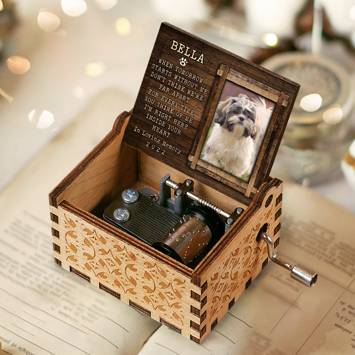 Je suis juste là, dans ton cœur ! Boîte à musique personnalisée ! Télécharger une image, cadeau pour les amoureux des animaux