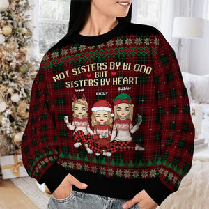 Sœurs de cœur - Sweat-shirt personnalisé et moche - Pull unisexe en laine - Cadeau de Noël pour meilleures amies, meilleures amies et sœurs