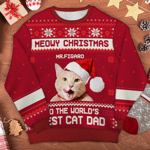 Joyeux Noël pour le meilleur papa chat et la meilleure maman chat - Sweat-shirt de Noël unisexe personnalisé, en laine, imprimé intégral - Télécharger une image, cadeau pour les amoureux des chats, les amoureux des animaux, cadeau de Noël