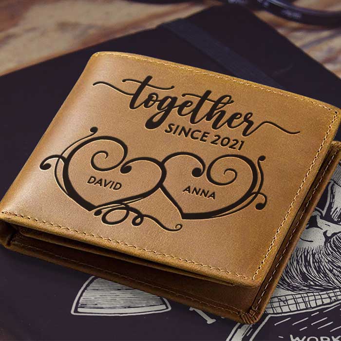 Ensemble depuis - Portefeuille personnalisé à deux volets - Cadeau pour couple, mari et femme