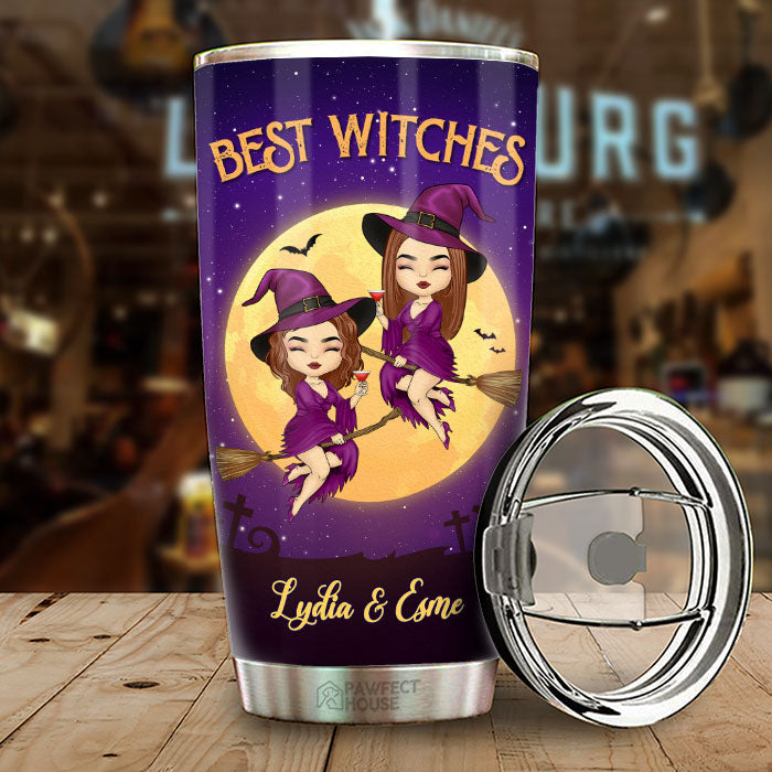 Meilleures sorcières, élégantes, impertinentes et un peu intelligentes - Gobelet de sorcière personnalisé - Cadeau pour sorcières, meilleure amie, meilleure amie, sœur, cadeau d'anniversaire pour meilleure amie et amie, cadeau d'Halloween