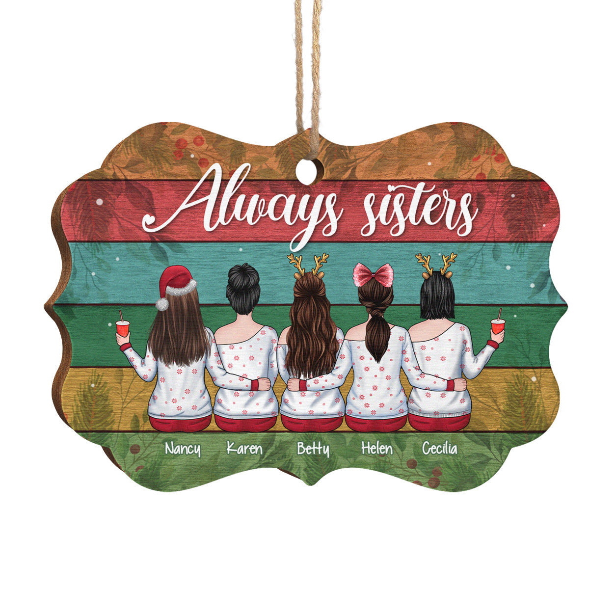 Toujours sœurs ensemble - Décoration de Noël en bois personnalisée en forme de Benelux - Cadeau pour meilleure amie, meilleure amie, sœur, cadeau d'anniversaire pour meilleure amie et amie, cadeau de Noël