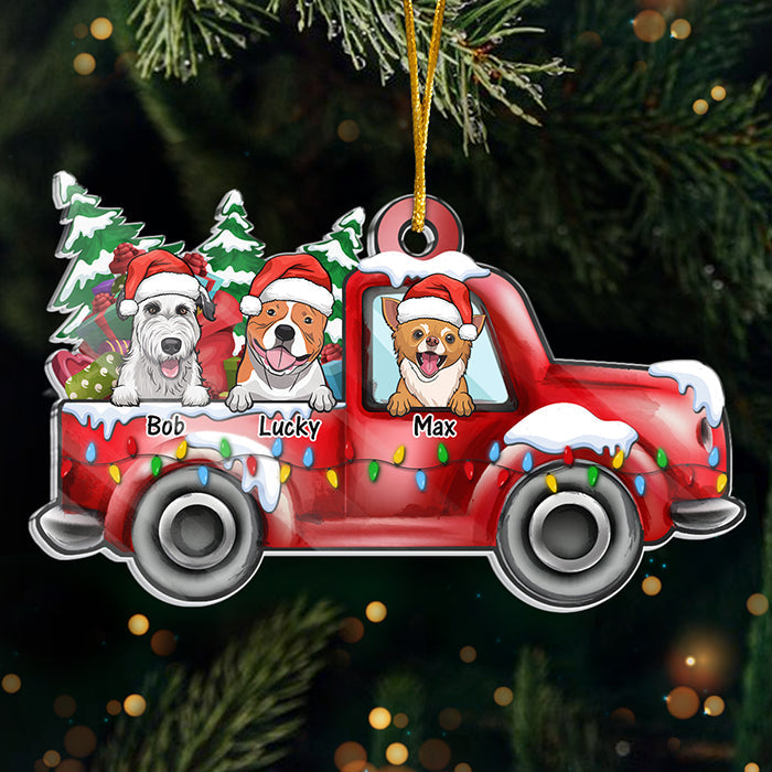 Décoration de Noël personnalisée en acrylique en forme de voiture, « Trop d'amour » et « Joyeux Noël » ! Cadeau pour les amoureux des animaux, cadeau de Noël