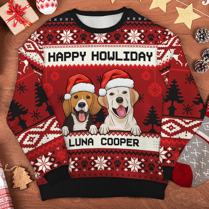 Joyeux Noël, joyeux anniversaire ! Sweat-shirt de Noël unisexe personnalisé, en laine, imprimé intégral ! Cadeau pour les amoureux des chiens et des animaux.