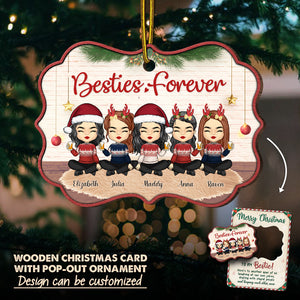 Joyeux Noël, une autre année où nous sommes meilleurs amis - Carte de Noël personnalisée en bois avec ornement amovible - Cadeau pour meilleure amie, meilleure amie, sœur, cadeau d'anniversaire pour meilleure amie et amie, cadeau de Noël